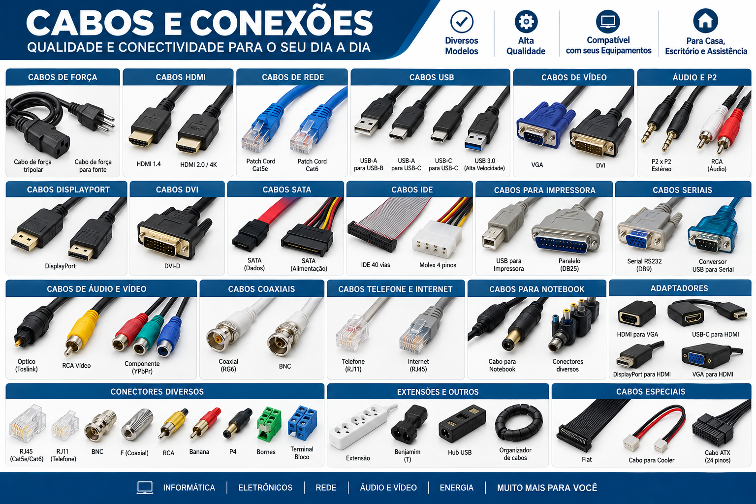 Cabos e conexões diversas